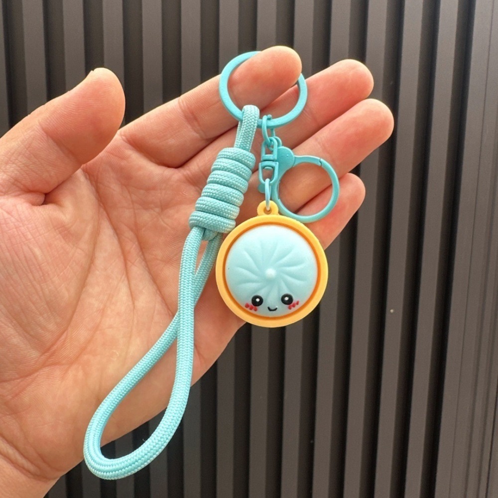Alwin China RTS New Squishy Press Dumplings Keychain Botton Light Rope Dumpling Keychain