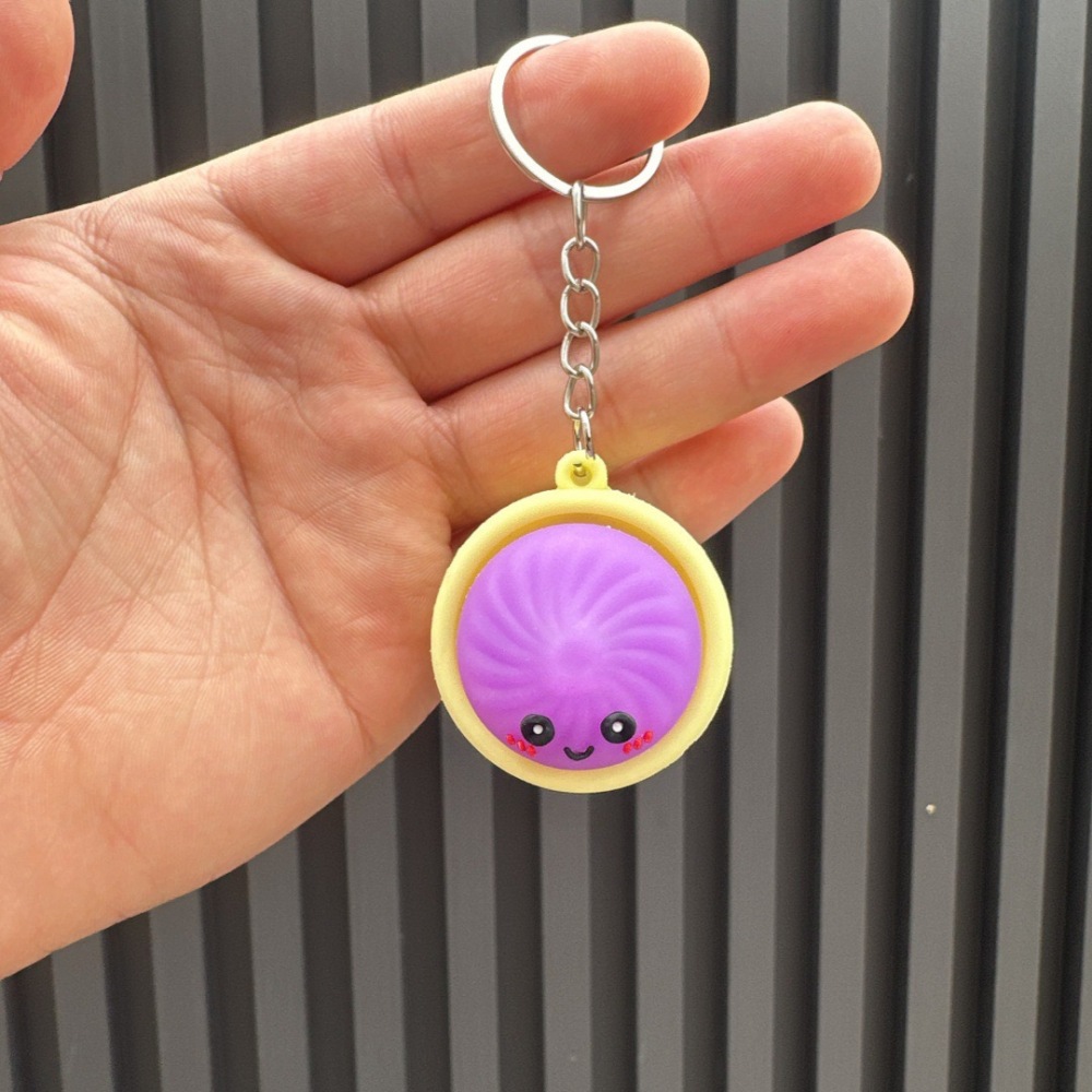 Alwin China RTS New Squishy Press Dumplings Keychain Botton Light Rope Dumpling Keychain