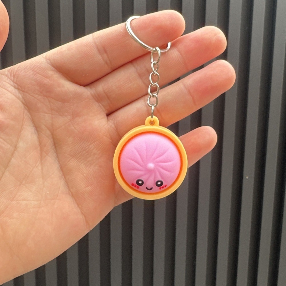 Alwin China RTS New Squishy Press Dumplings Keychain Botton Light Rope Dumpling Keychain