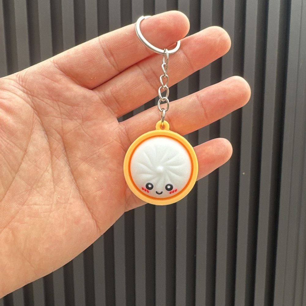 Alwin China RTS New Squishy Press Dumplings Keychain Botton Light Rope Dumpling Keychain