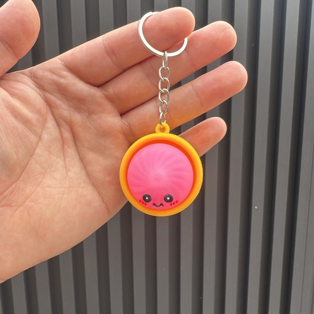 Alwin China RTS New Squishy Press Dumplings Keychain Botton Light Rope Dumpling Keychain