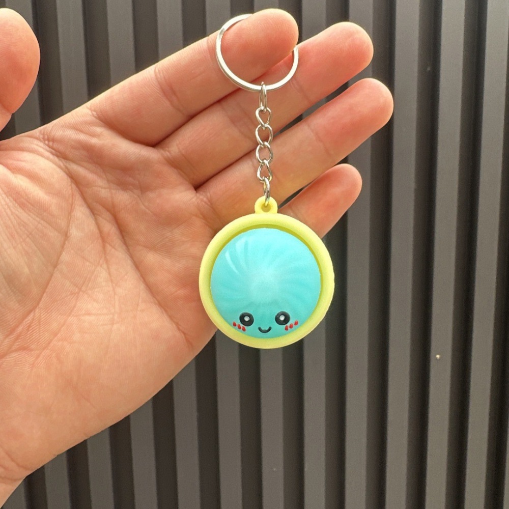 Alwin China RTS New Squishy Press Dumplings Keychain Botton Light Rope Dumpling Keychain