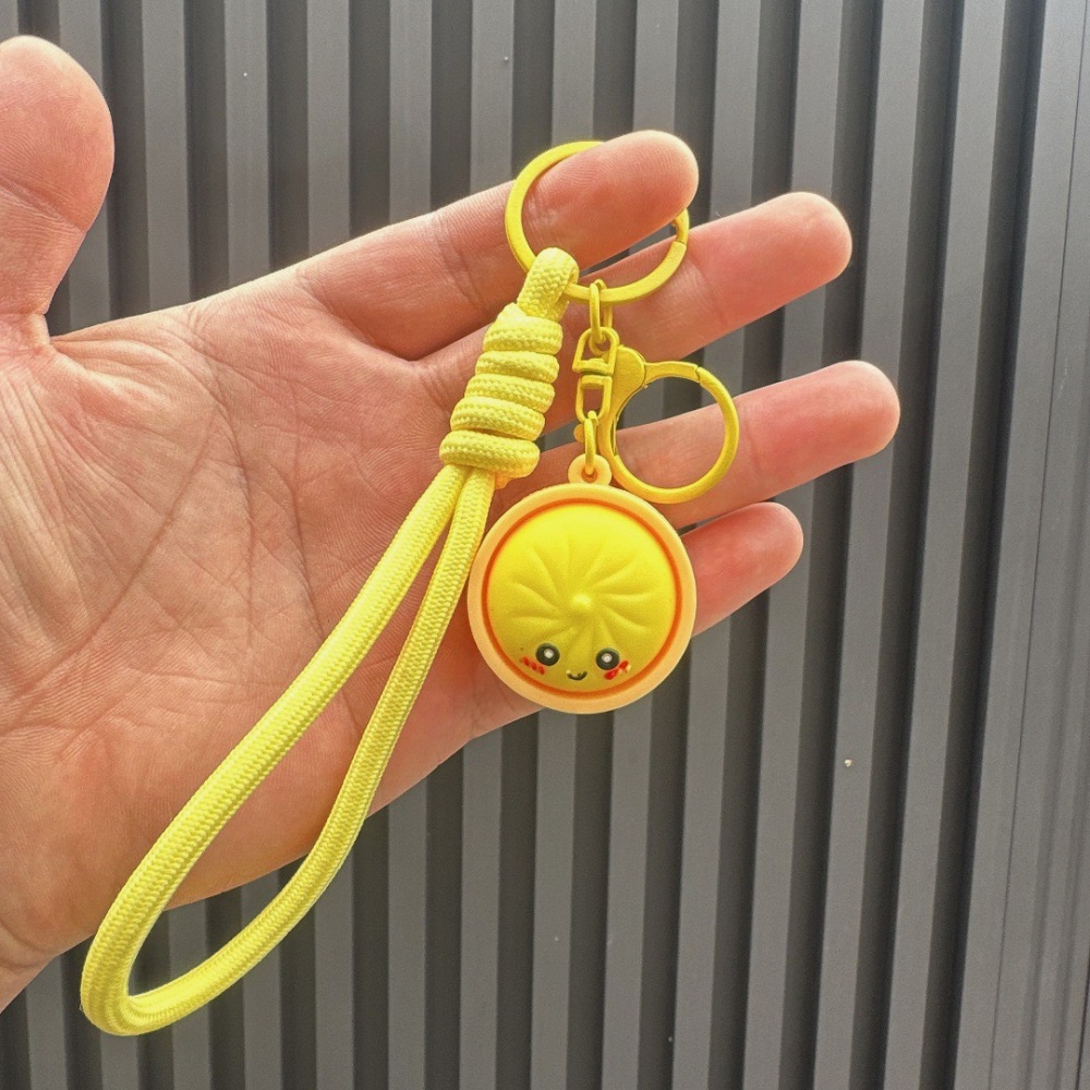 Alwin China RTS New Squishy Press Dumplings Keychain Botton Light Rope Dumpling Keychain