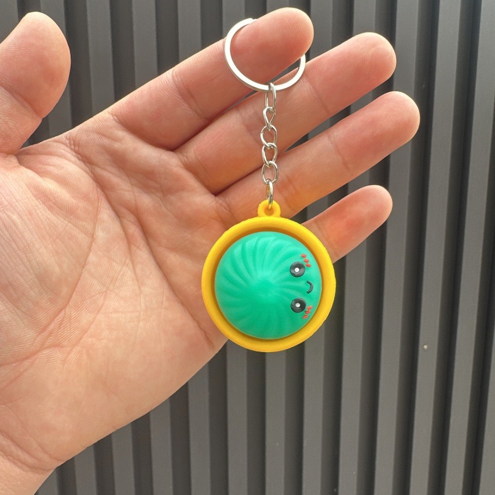Alwin China RTS New Squishy Press Dumplings Keychain Botton Light Rope Dumpling Keychain