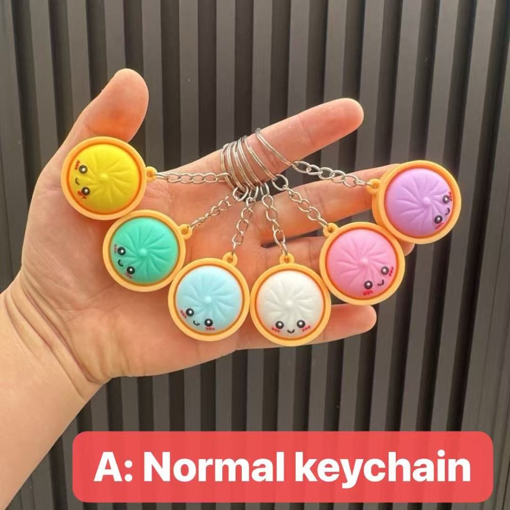 Alwin China RTS New Squishy Press Dumplings Keychain Botton Light Rope Dumpling Keychain