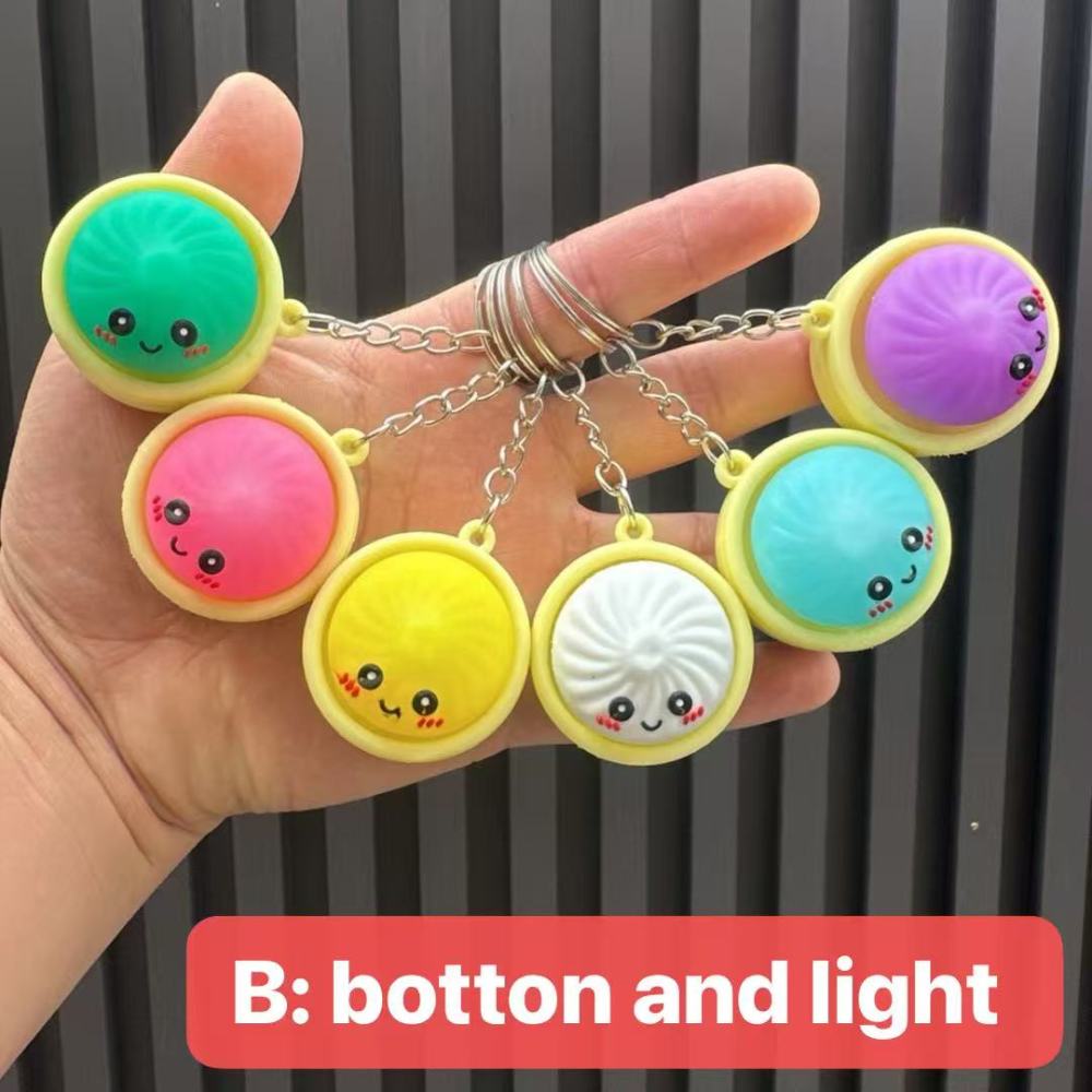 Alwin China RTS New Squishy Press Dumplings Keychain Botton Light Rope Dumpling Keychain