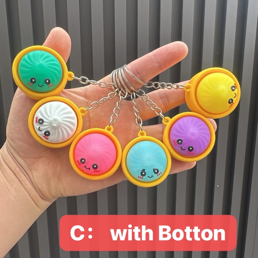 Alwin China RTS New Squishy Press Dumplings Keychain Botton Light Rope Dumpling Keychain