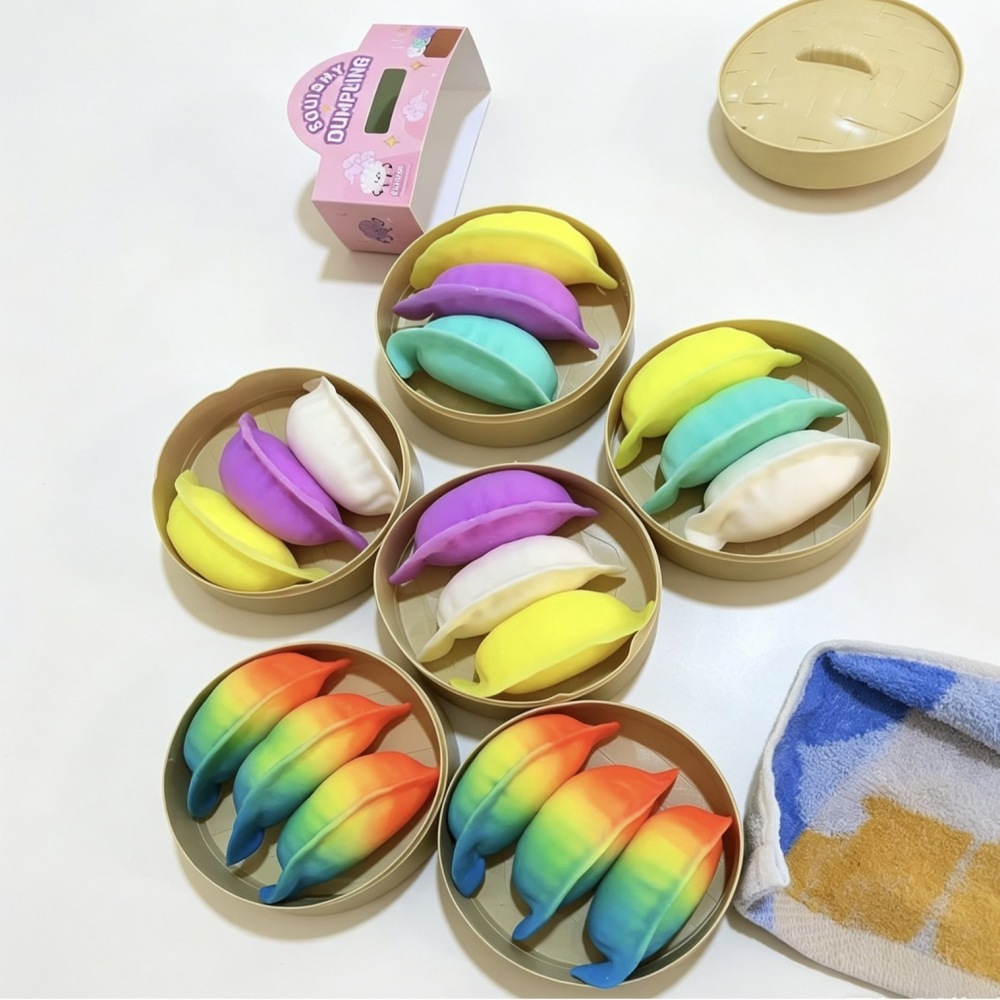 Alwin China RTS New Dumpling Squishy Toys 3pcs per Box Mixed Color Hot Sale