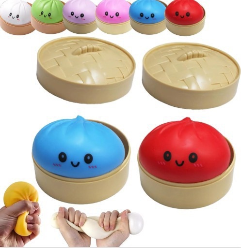 Alwin China RTS New Giant Dumpling Squishy Toy 9cm 15cm 25cm Mixed Color with Basket Hot Sale