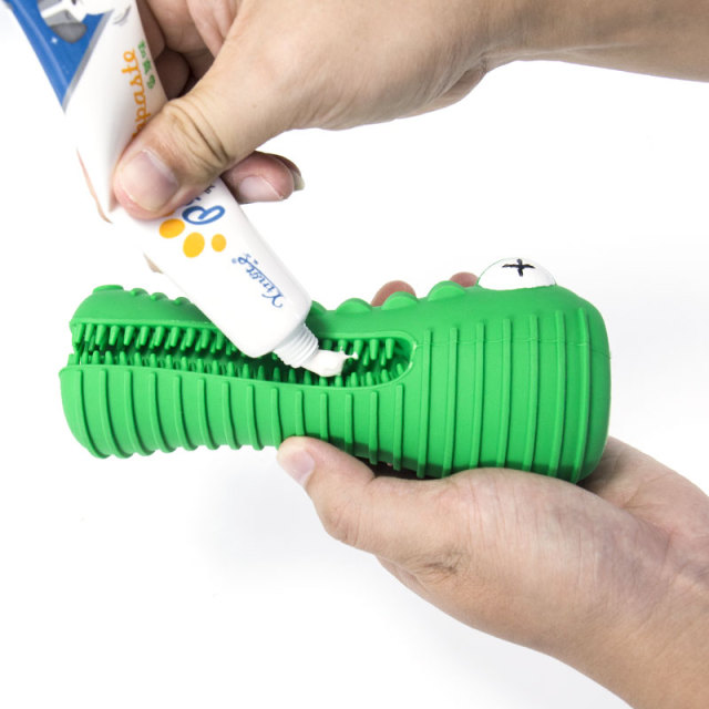 Crocodile Squeaky ToothbrushStick Dog Chew Toy