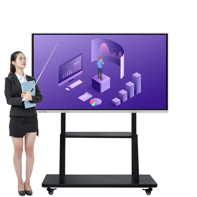 55/65/75inch electronic interactive whiteboard for office meeting room use with mobile floor stand