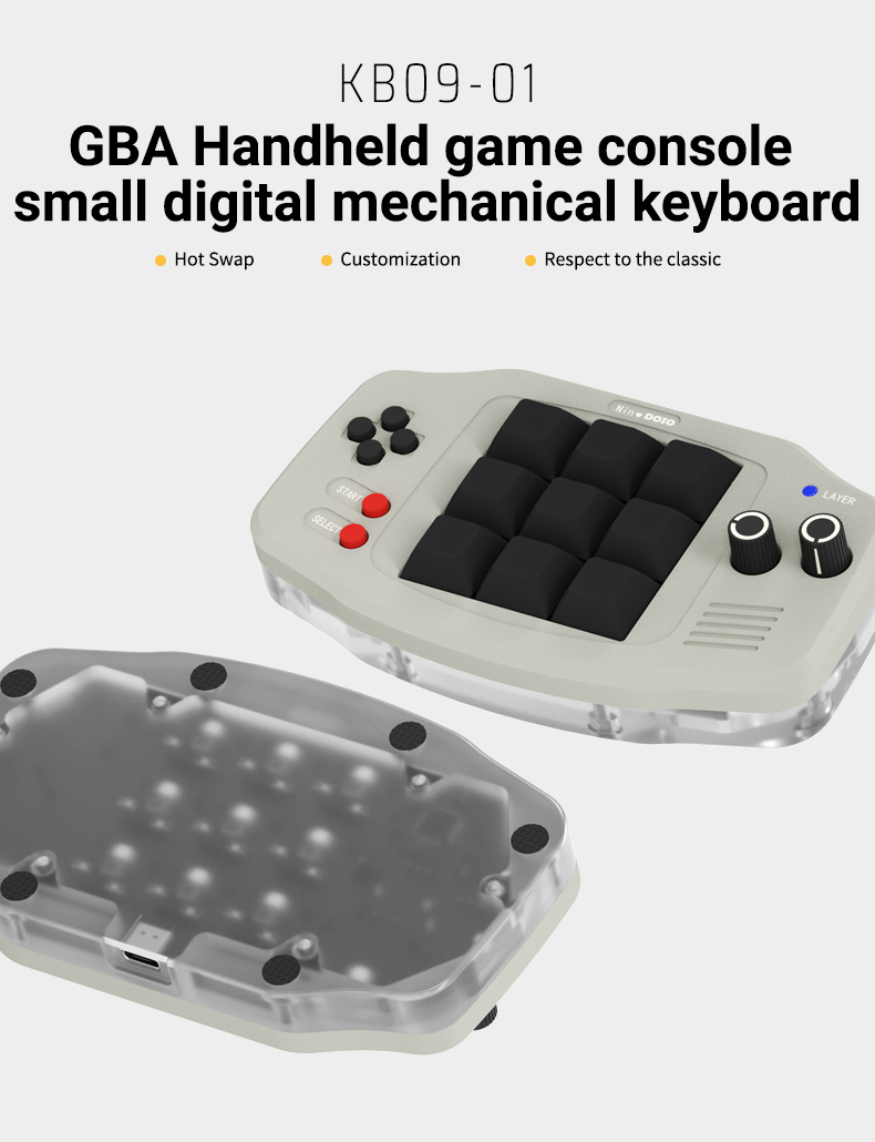 9 keys Programmable and Versatile GBA Mechanical keyboard