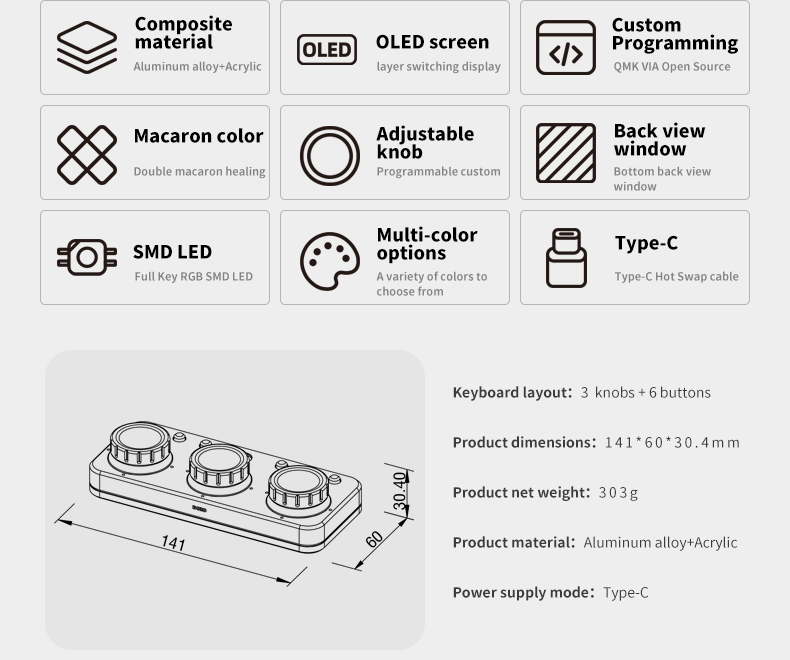 3-knob programmable keyboard workbench