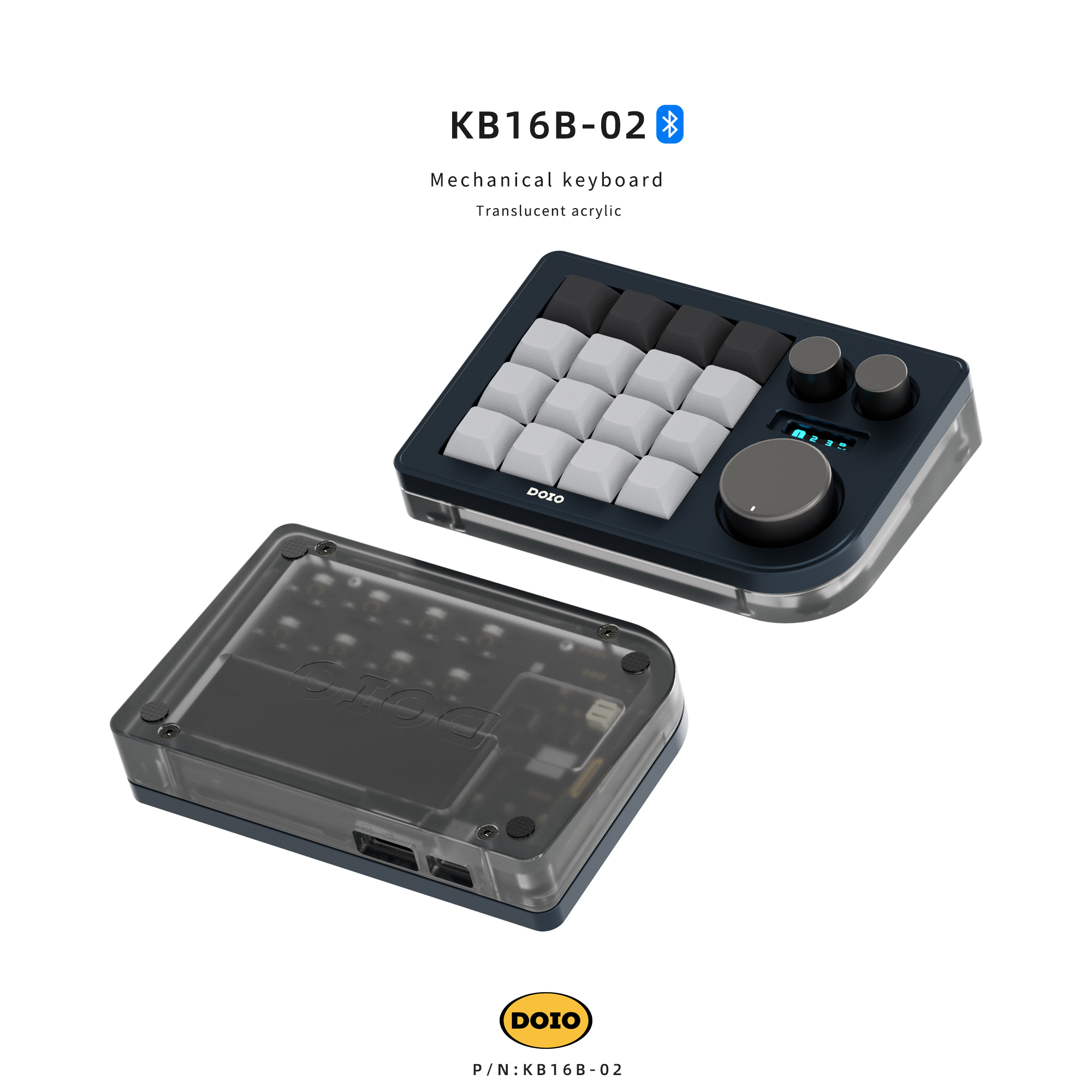 DOIO KB16B-02　Bluetoothモデル　左手デバイス　rgb 16 keys Programmable Multifunction Mechanical keyboard Version