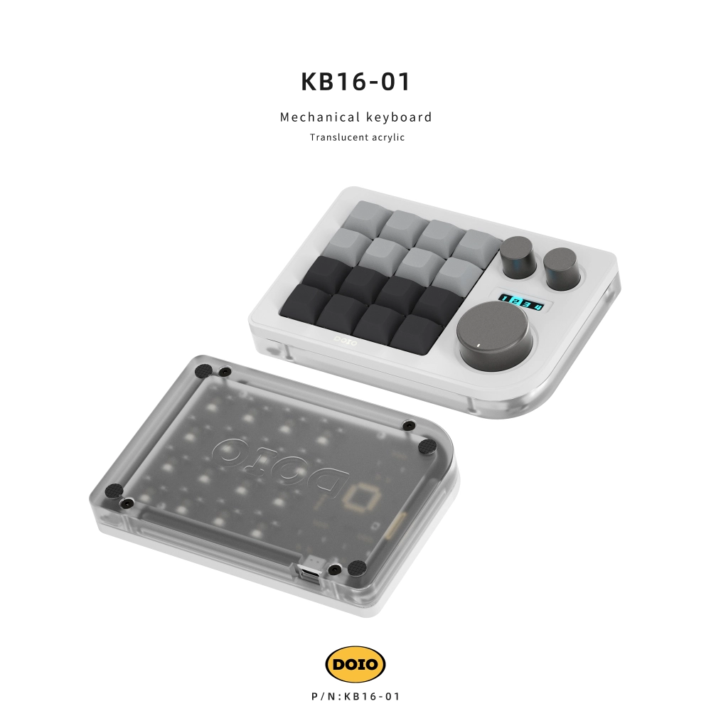 16 keys Programmable Multifunction Mechanical keyboard Translucent acrylic
