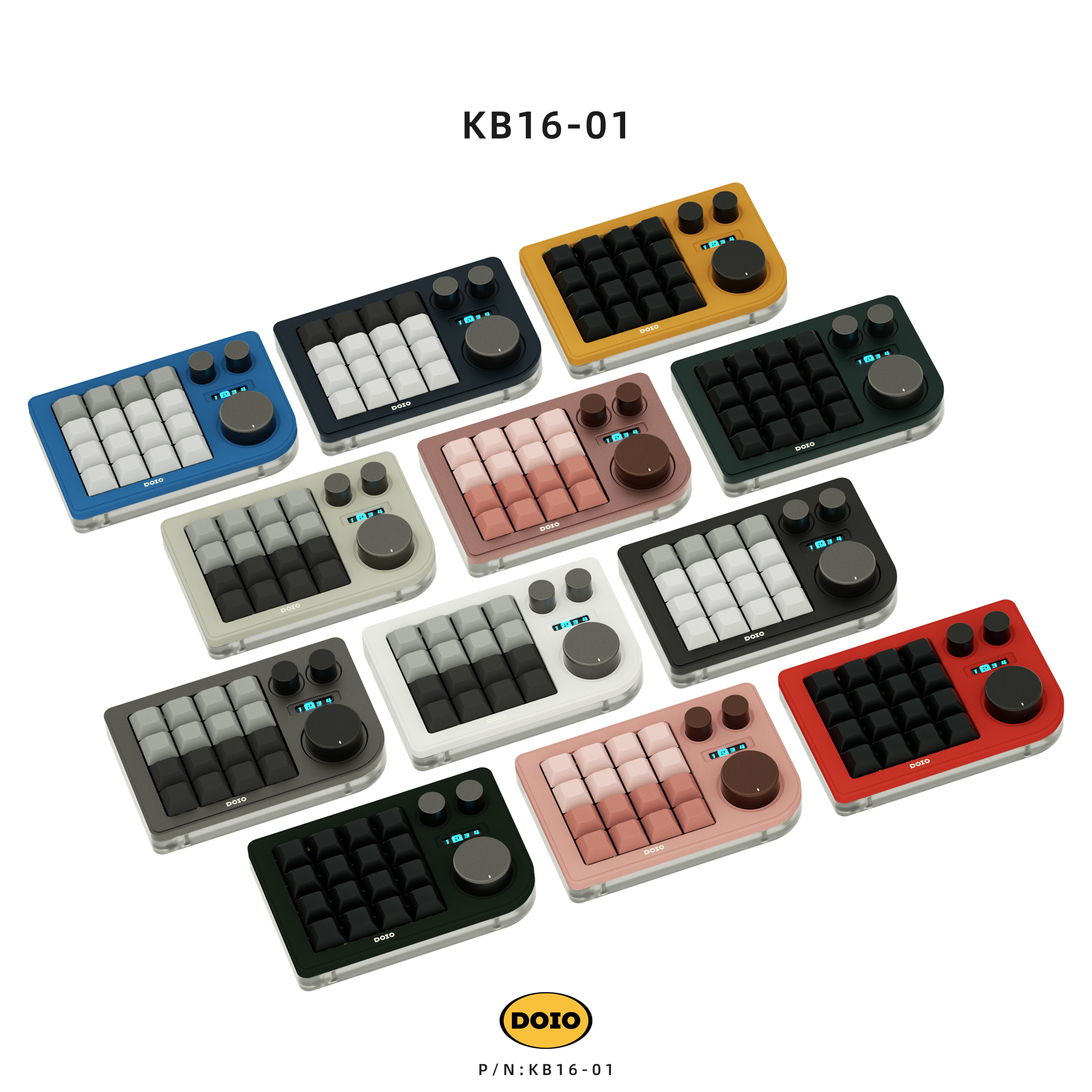 DOIO 16 keys Programmable Multifunction  Mechanical keyboard Translucent acrylic KB16-01