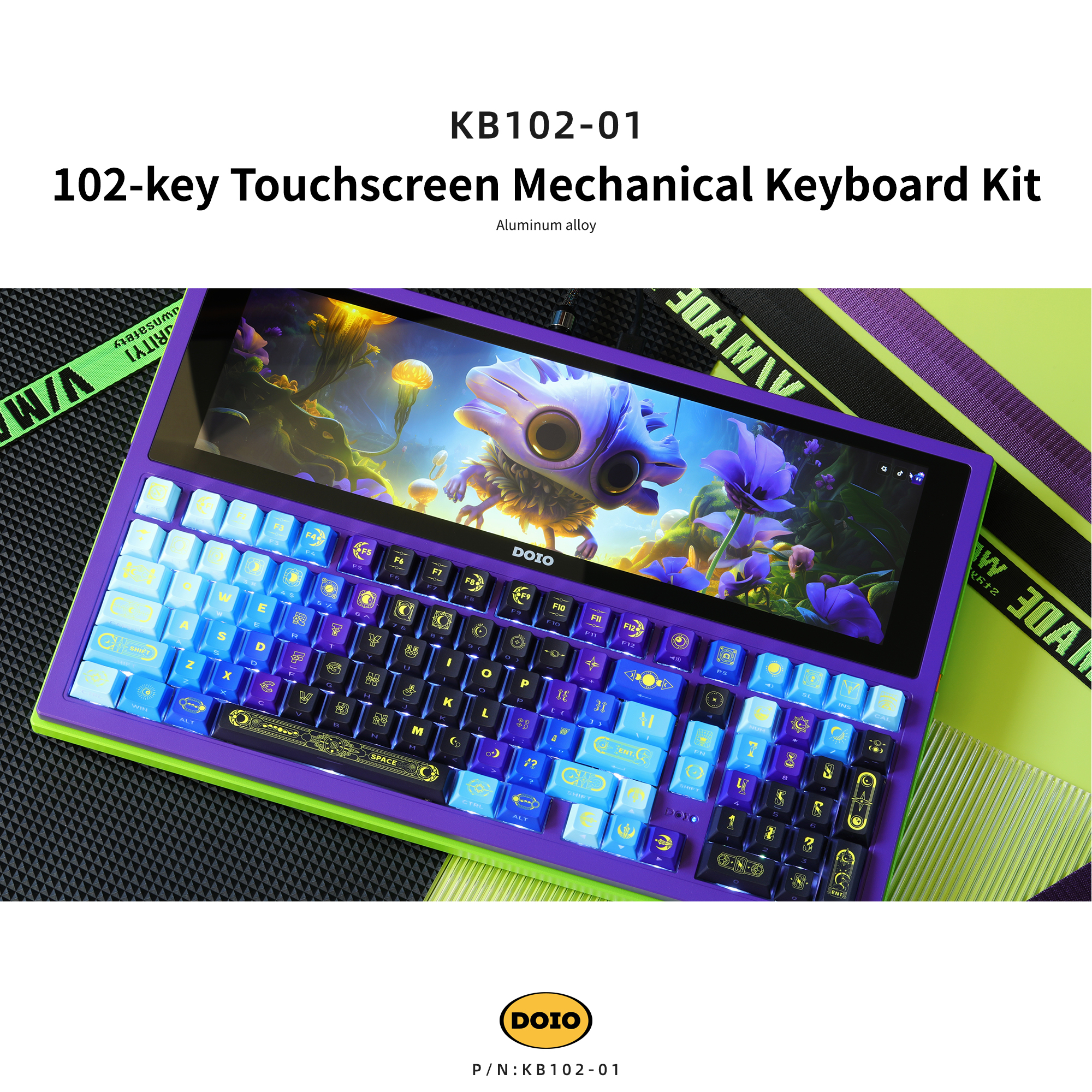 102 Key 102-key Aluminum Alloy Touchscreen Mechanical Keyboard Kit KB102-01