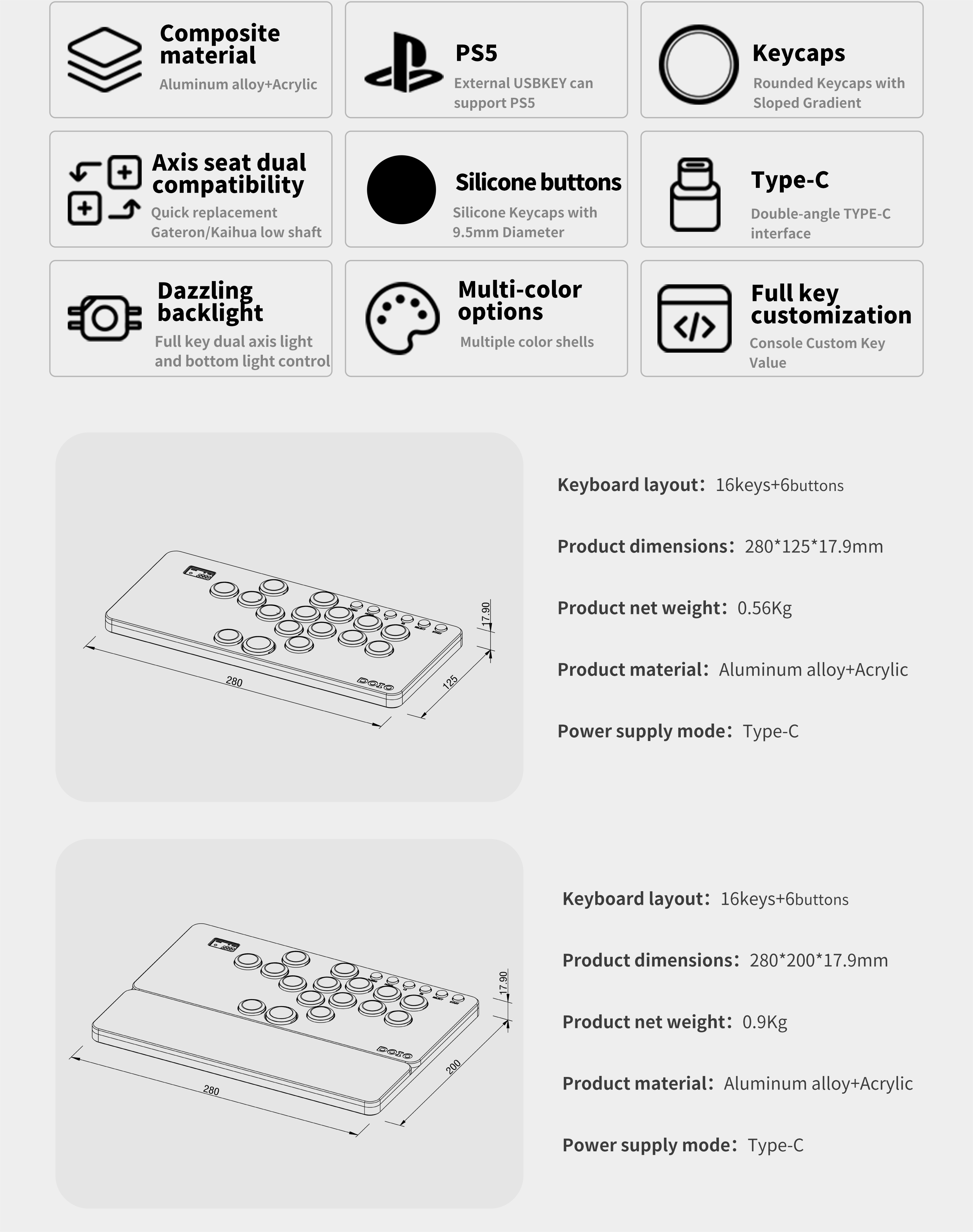 HITBOX A4 size gaming keyboard KBGM-H06
