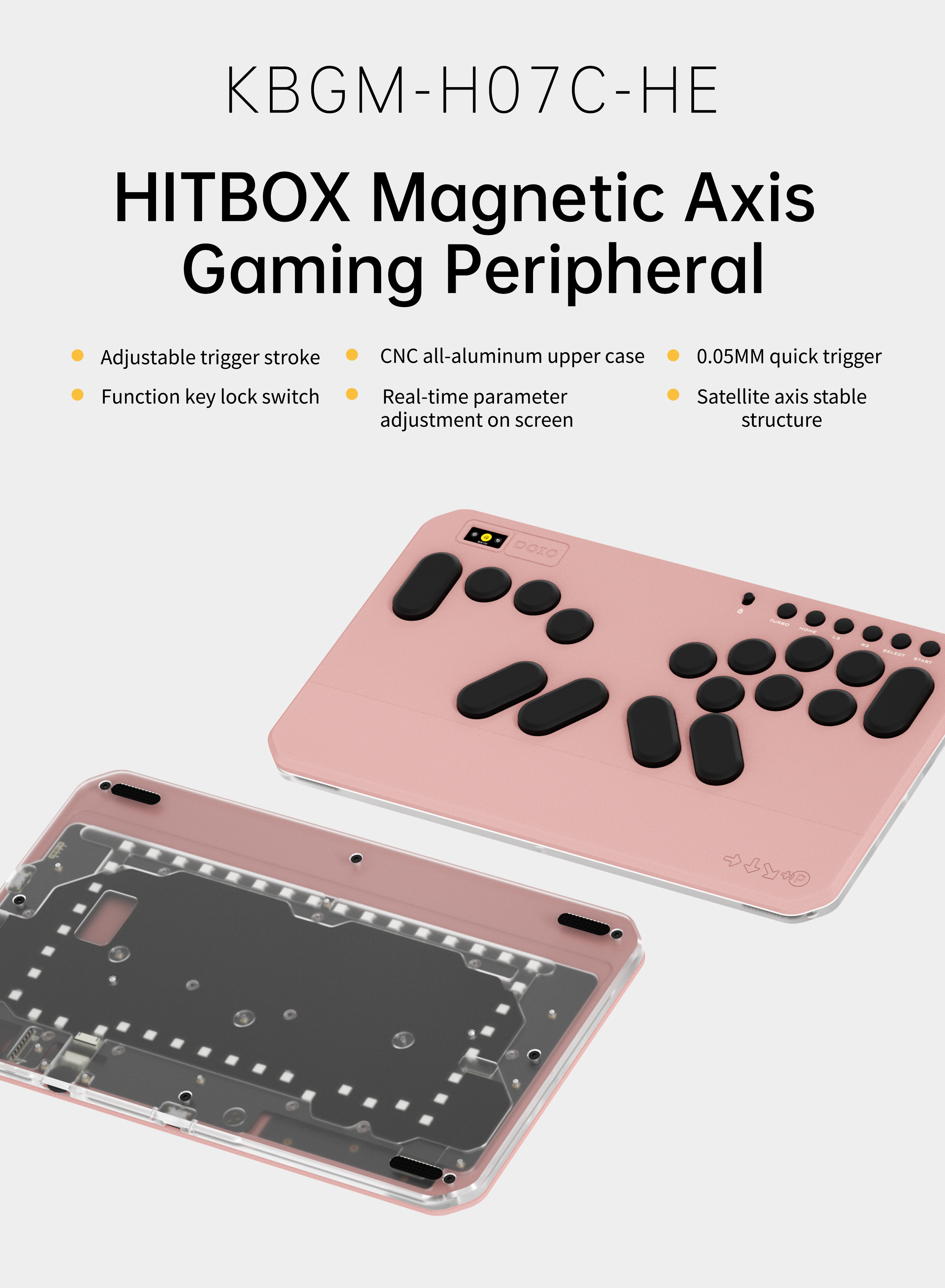 DOIO HITBOX KBGM-H07C アルミレバーレスコントローラー HITBOX Gaming Peripheral KBGM-H07C