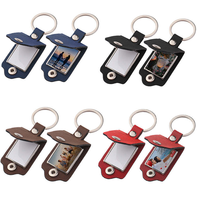 PUK07-Sublimation PU Leather Metal Keychain