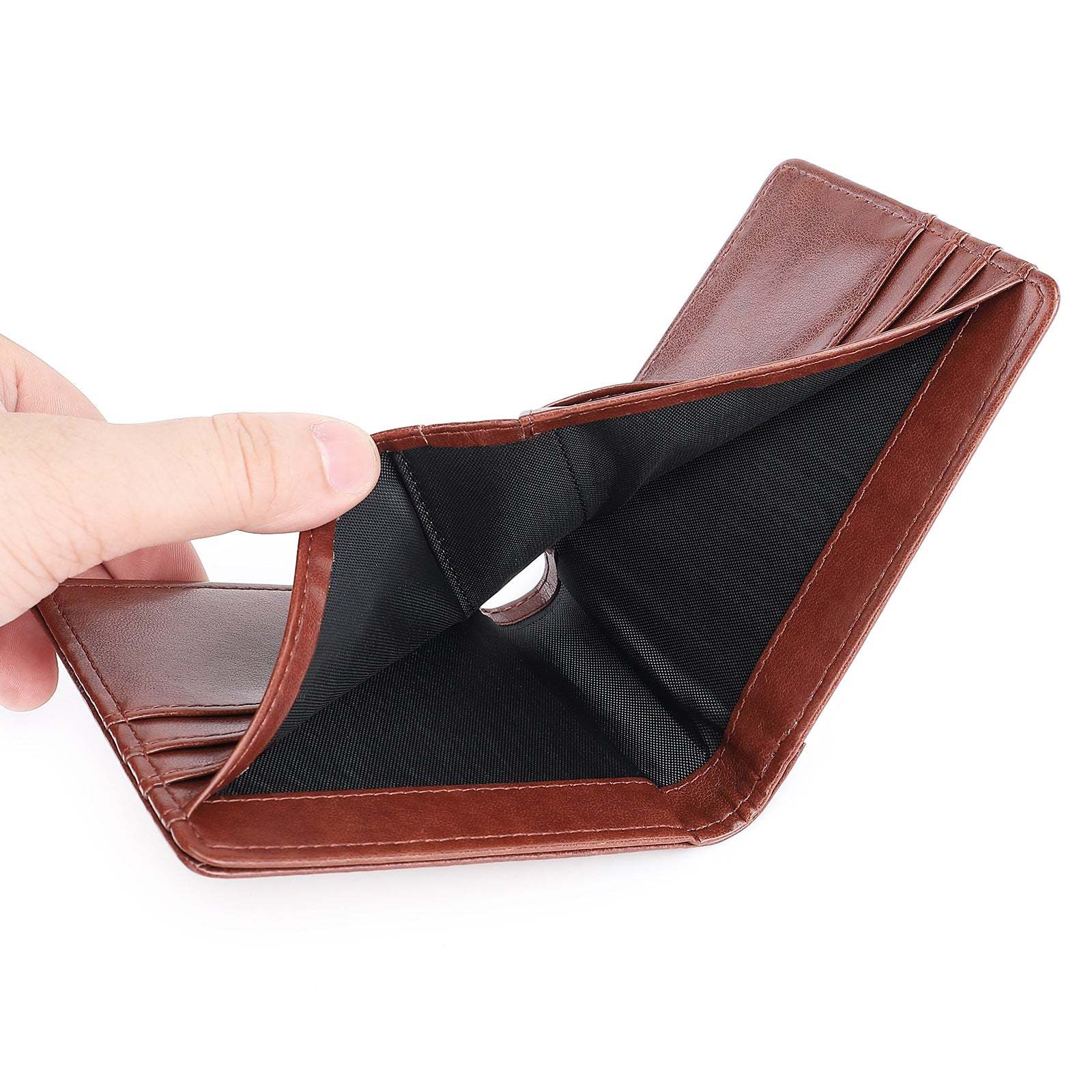 PUW15A-Sublimation Brown Double Sided Leather 2-fold Men Wallet