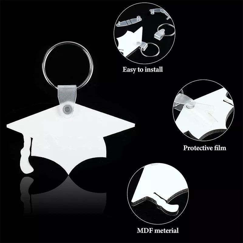 KRP29-Sublimation MDF Grad Cap KeyChain