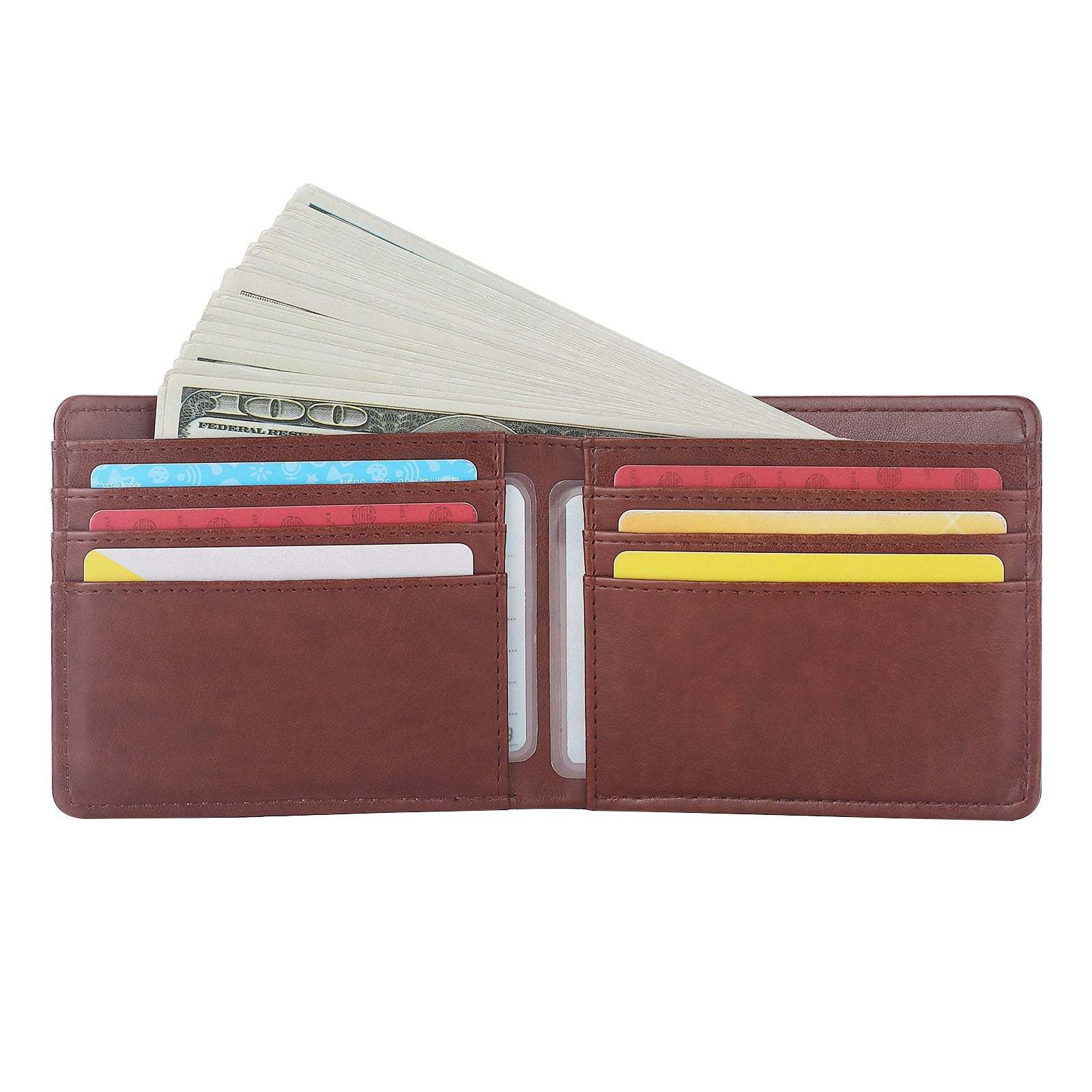 PUW15A-Sublimation Brown Double Sided Leather 2-fold Men Wallet