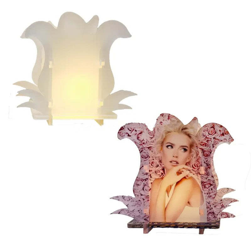 LEDI-Sublimation Flower Shape Acrylic Lamp With LED Candle