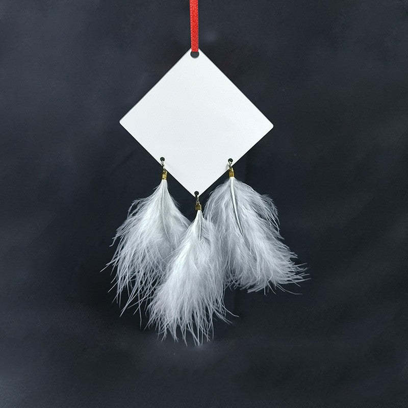 CMP42-Sublimation Christmas Feather Square Pendant
