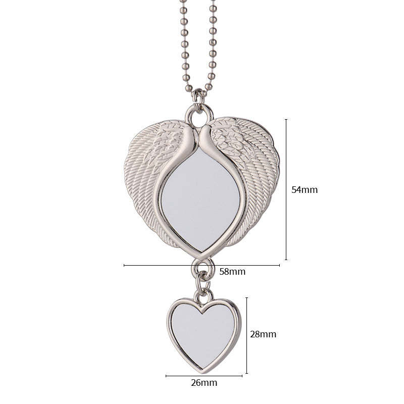 ACH09-Sublimation Angel Wings Car Charm With Heart