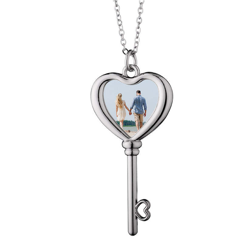 NLS26-Sublimation Heart Lock Necklace