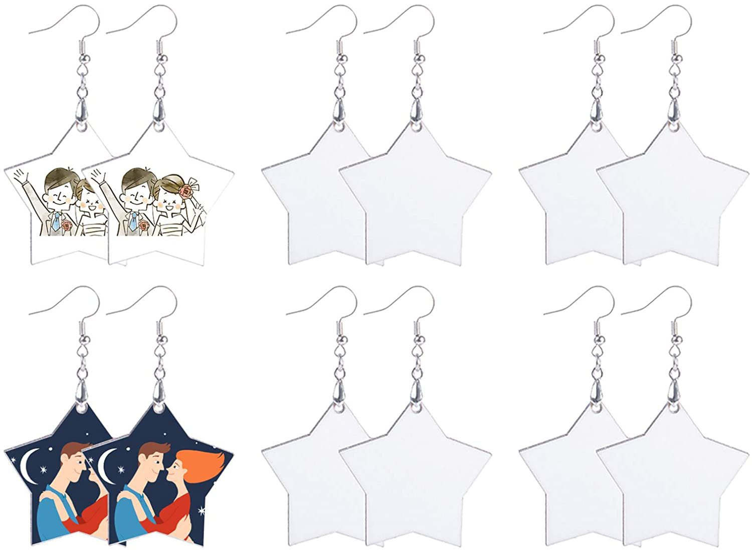 ERG08-Sublimation MDF Star Earring