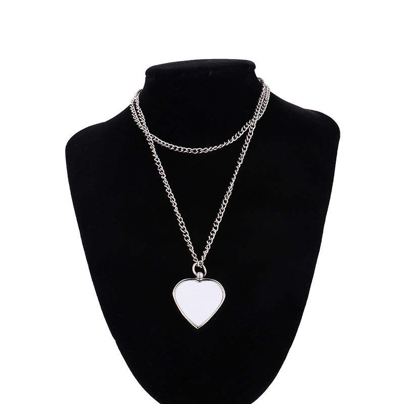 NLS46-Sublimation Heart Necklace