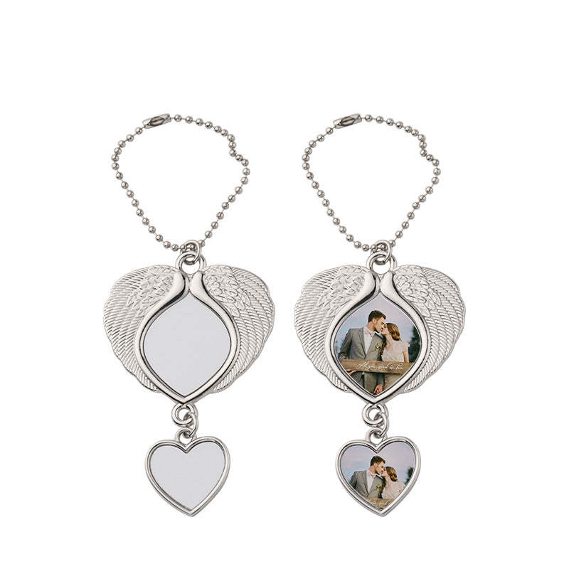 ACH09-Sublimation Angel Wings Car Charm With Heart