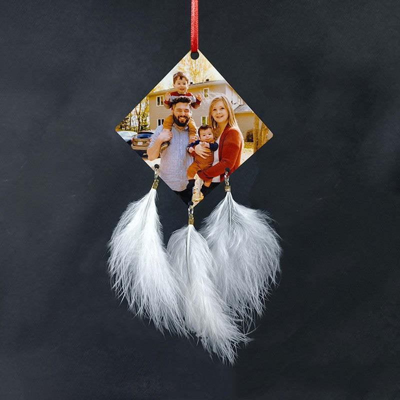 CMP42-Sublimation Christmas Feather Square Pendant