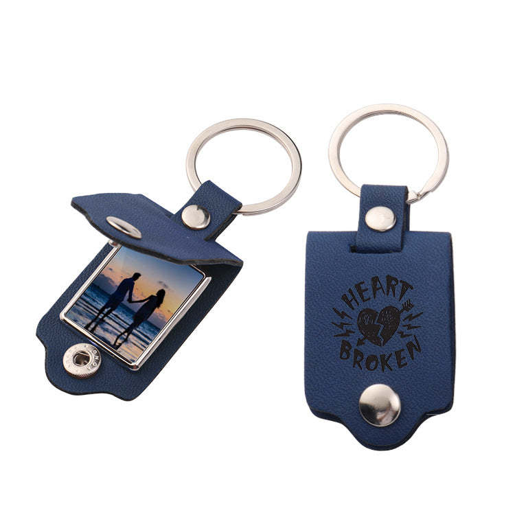 PUK07-Sublimation PU Leather Metal Keychain