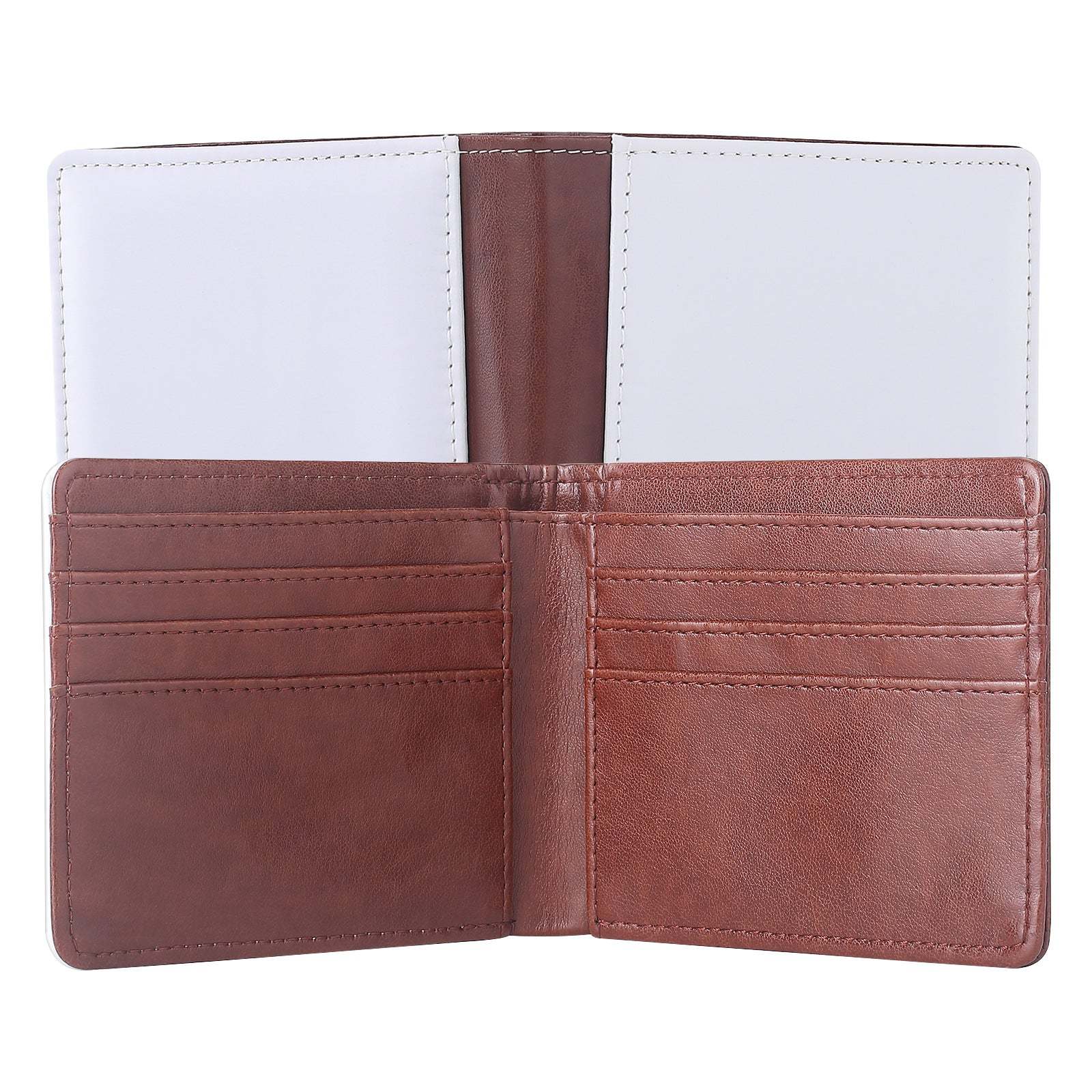 PUW15A-Sublimation Brown Double Sided Leather 2-fold Men Wallet