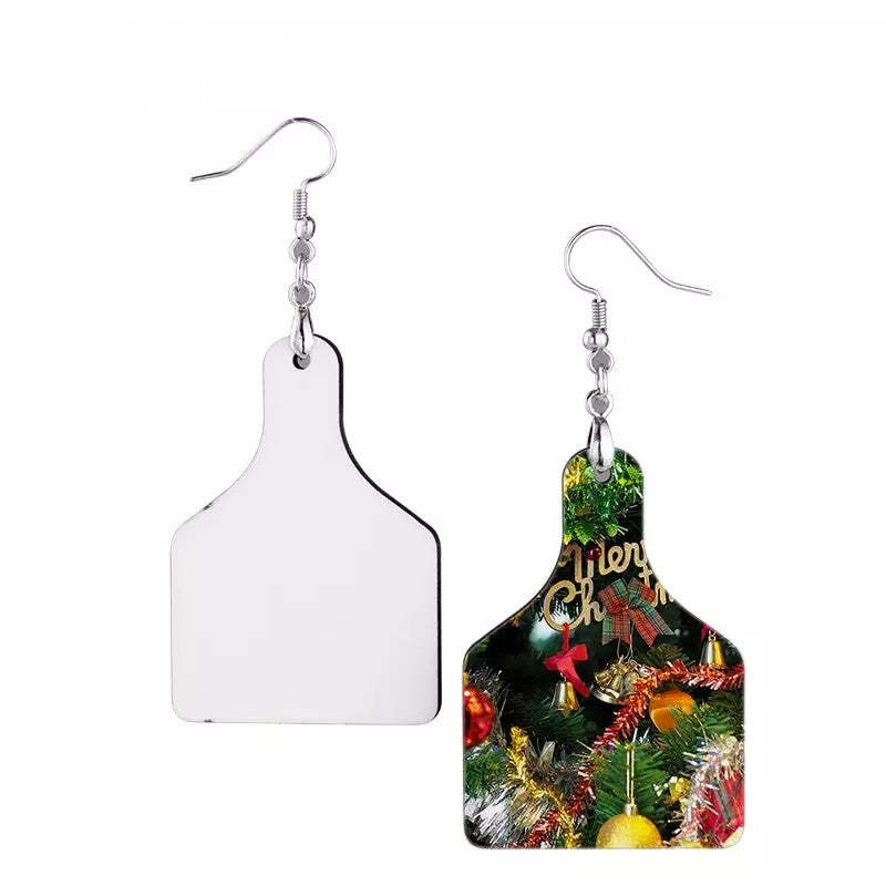 ERG17-Sublimation MDF Cowtag Earrings