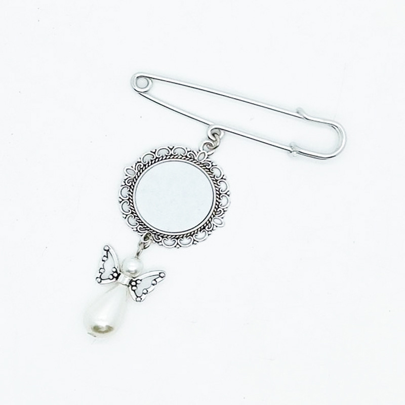 BRA11-Sublimation Brooches With  Pearl Pendant