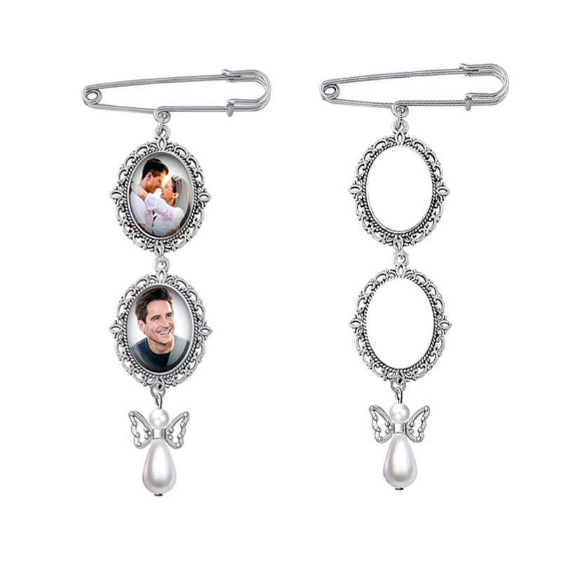 BRA11-Sublimation Brooches With  Pearl Pendant