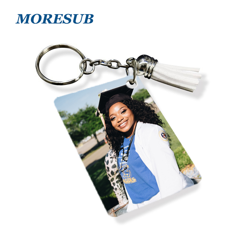 KRP45-Sublimation MDF Rectangle Keychain With Tassel