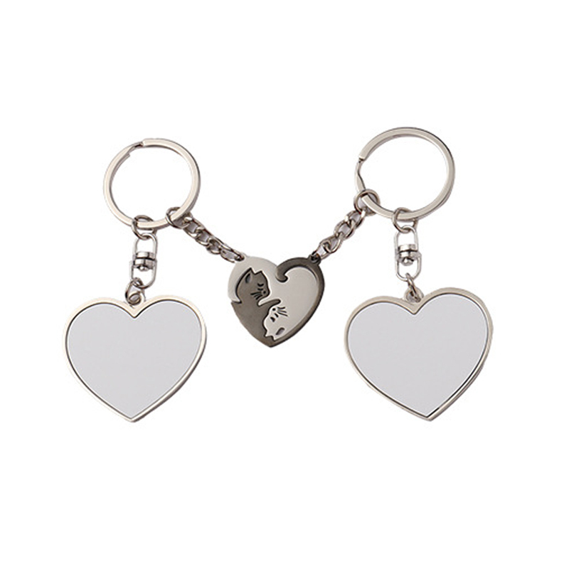 MKC80-Sublimation Black & White Cat Keychain