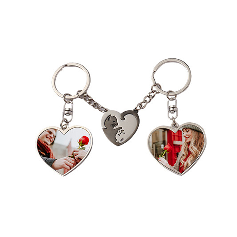 MKC80-Sublimation Black & White Cat Keychain