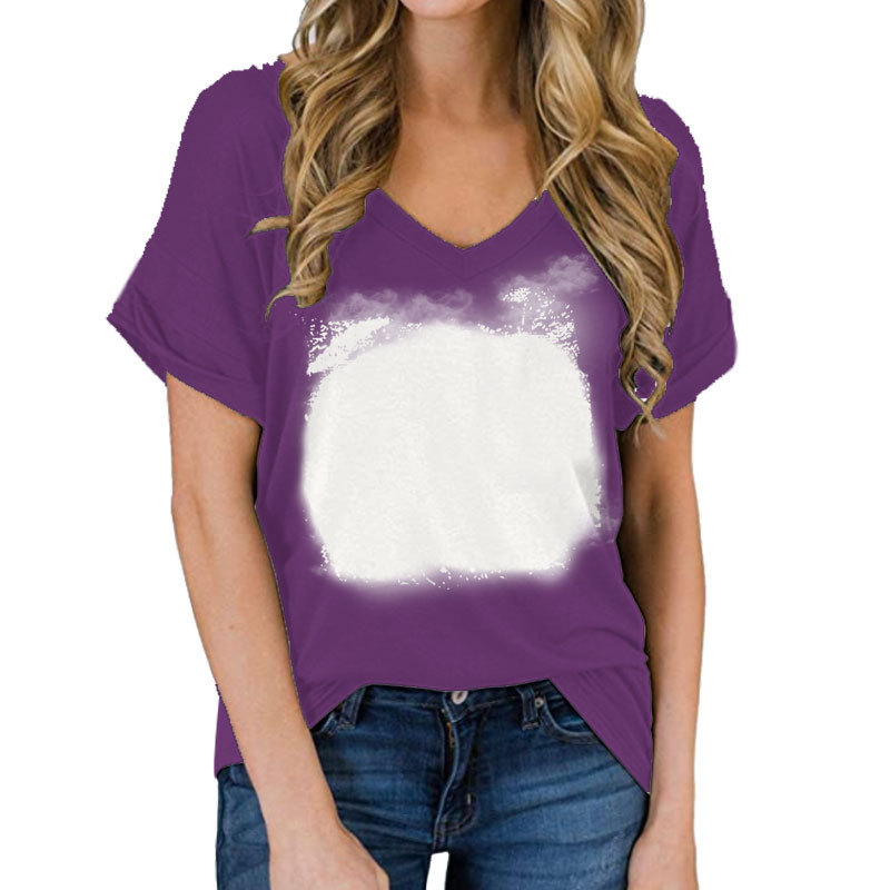 BCT39-Sublimation Bleach V-neck T-shirt