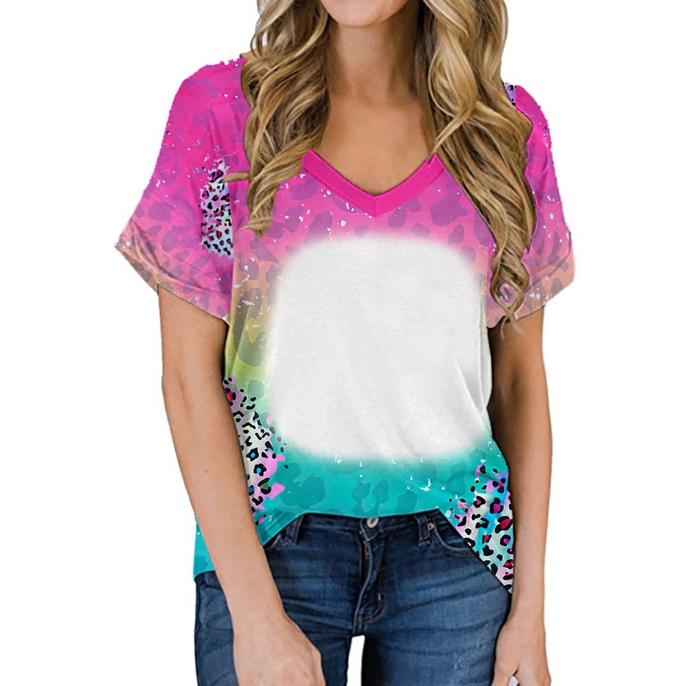 BCT36-Sublimation Bleach V-neck T-shirt