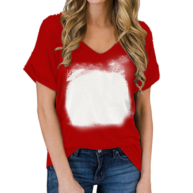 BCT39-Sublimation Bleach V-neck T-shirt
