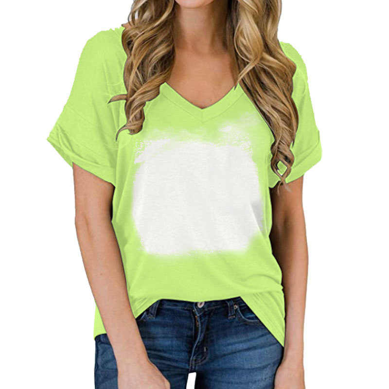 BCT39-Sublimation Bleach V-neck T-shirt
