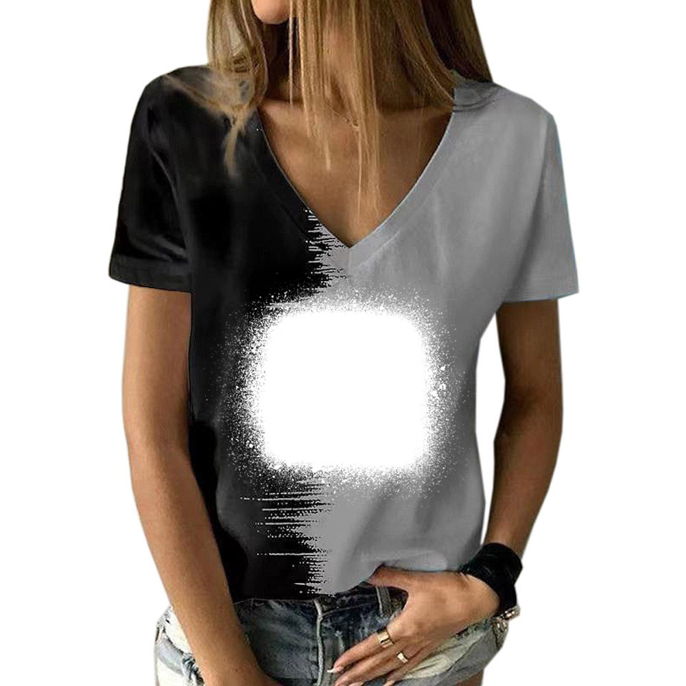 BCT40-Sublimation Bleach V-neck T-shirt
