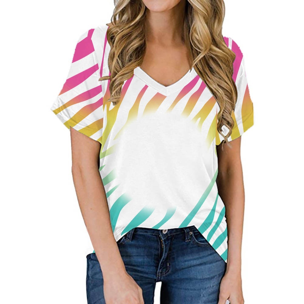 BCT38-Sublimation Bleach V-neck T-shirt