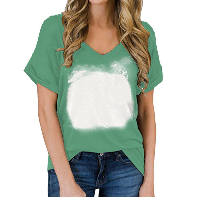 BCT39-Sublimation Bleach V-neck T-shirt